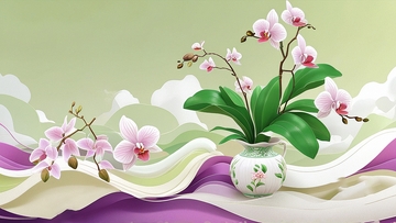 国潮水墨兰花13