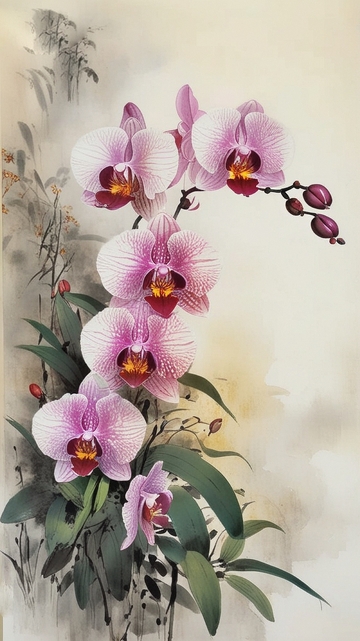 国潮水墨兰花11