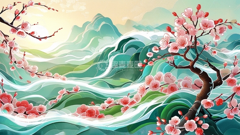 高清大图下载【趣麦麦图】国潮水墨画梅花18