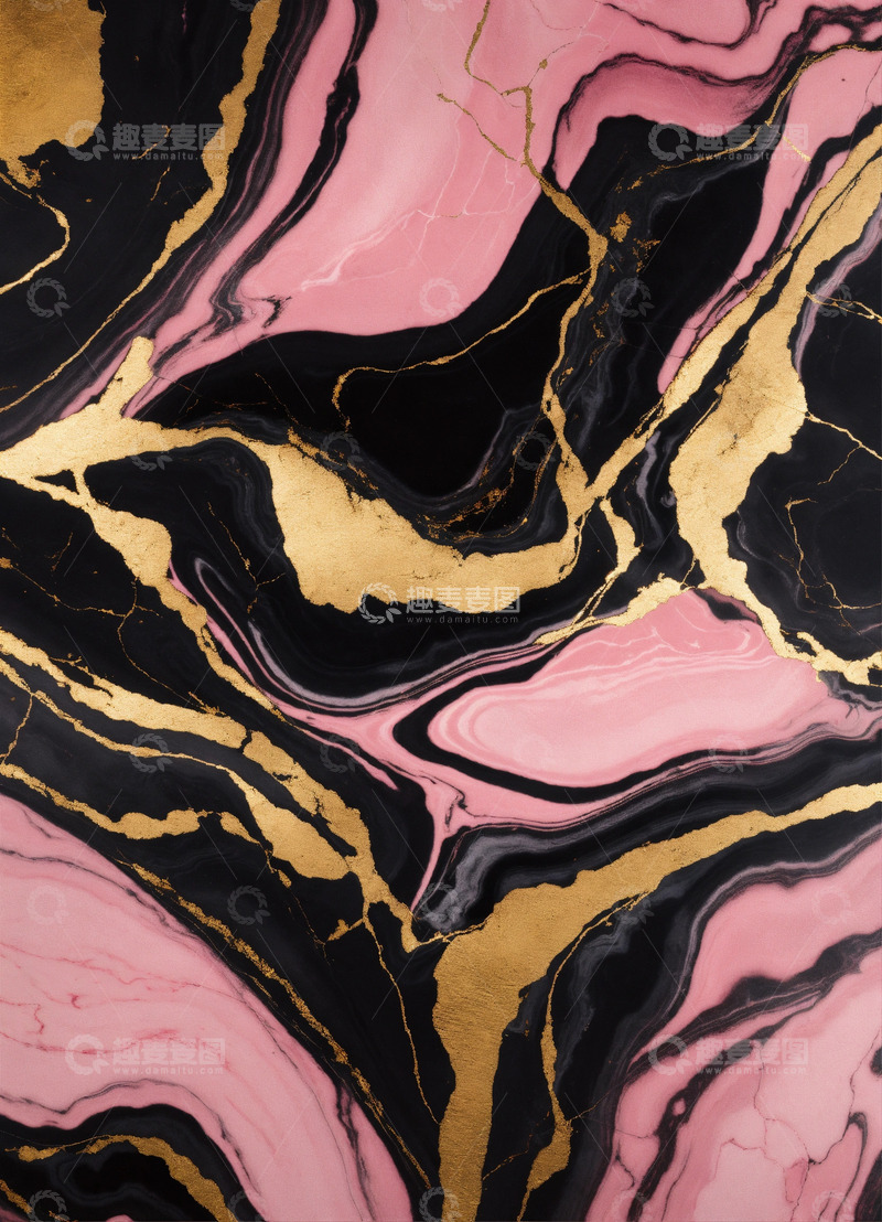高清大图下载【趣麦麦图】粉色金色大理石纹理AI壁纸高清图片背景素1