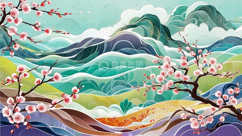 高清大图下载【趣麦麦图】国潮水墨画梅花9