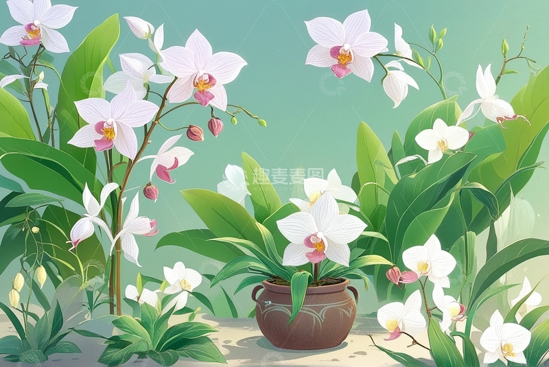 高清大图下载【趣麦麦图】国潮水墨兰花2