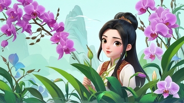 国潮水墨兰花10