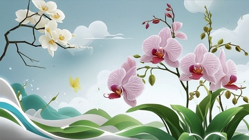 国潮水墨兰花20