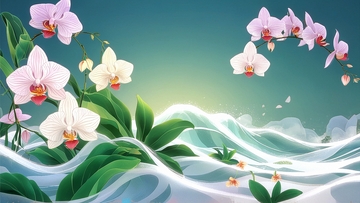 国潮水墨兰花15