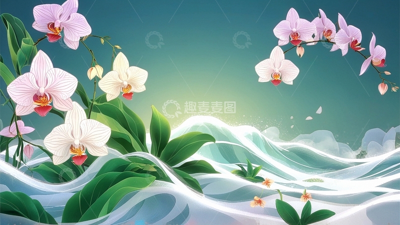 高清大图下载【趣麦麦图】国潮水墨兰花15