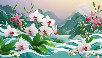 国潮水墨兰花16