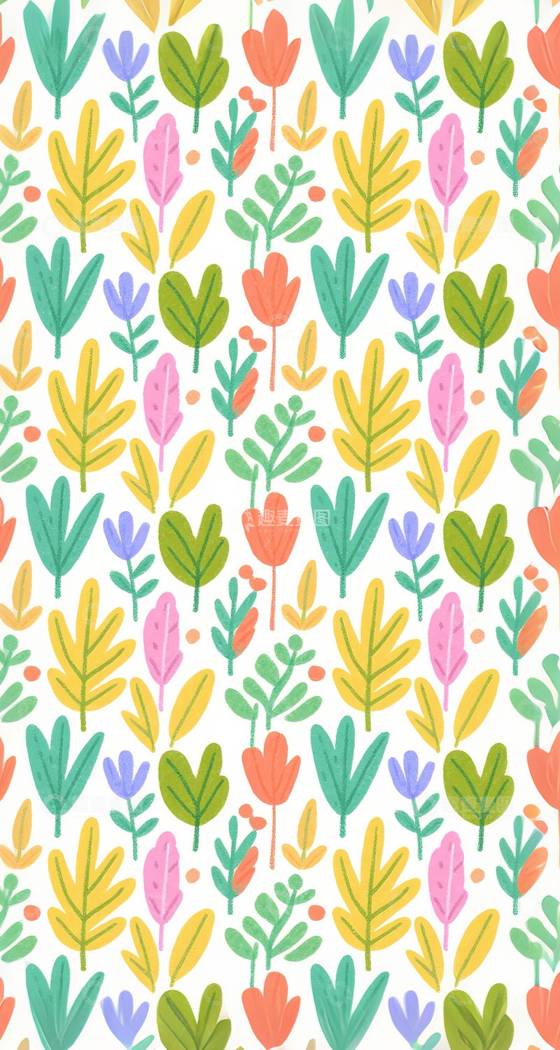 高清大图下载【趣麦麦图】植物花草底纹背景插画1