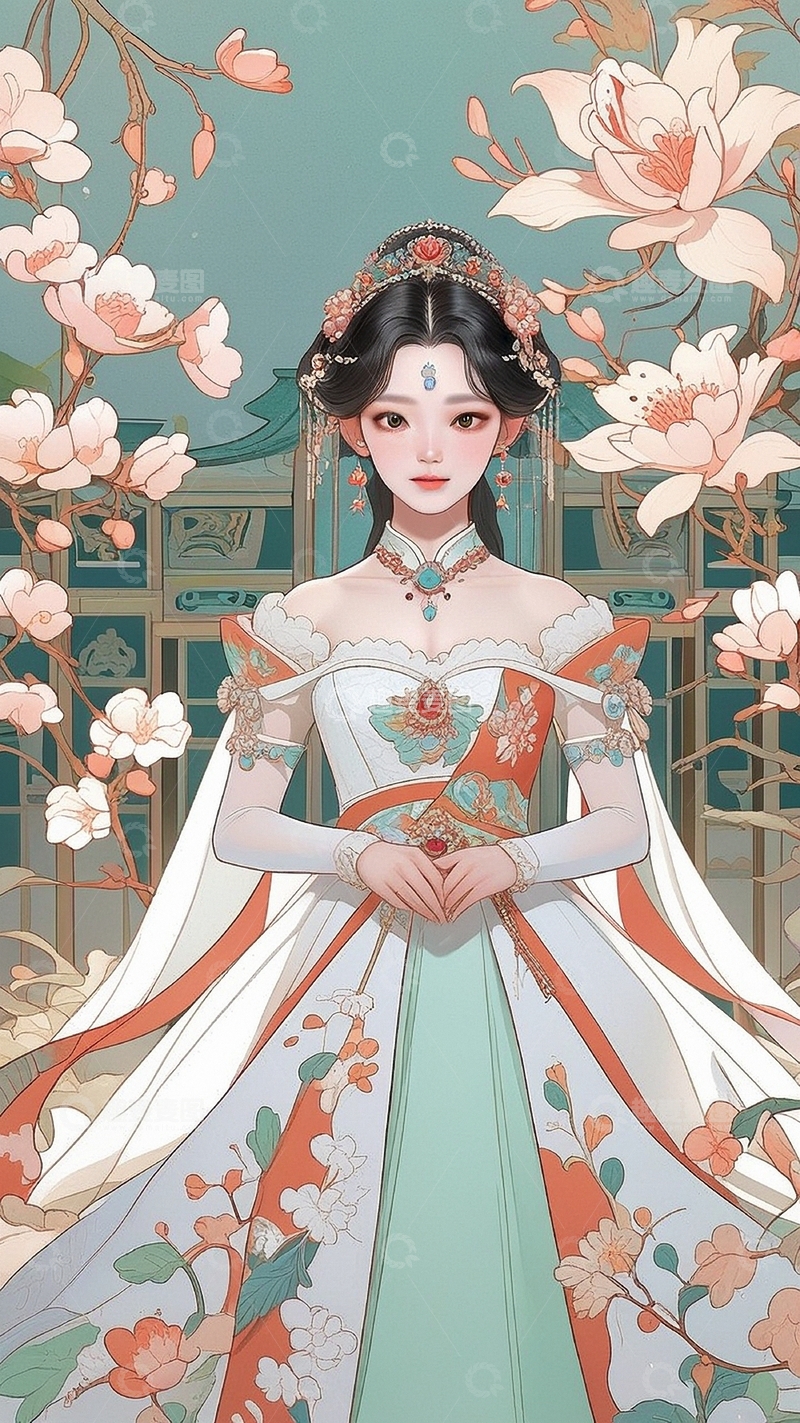 高清大图下载【趣麦麦图】国潮插画美女人物16