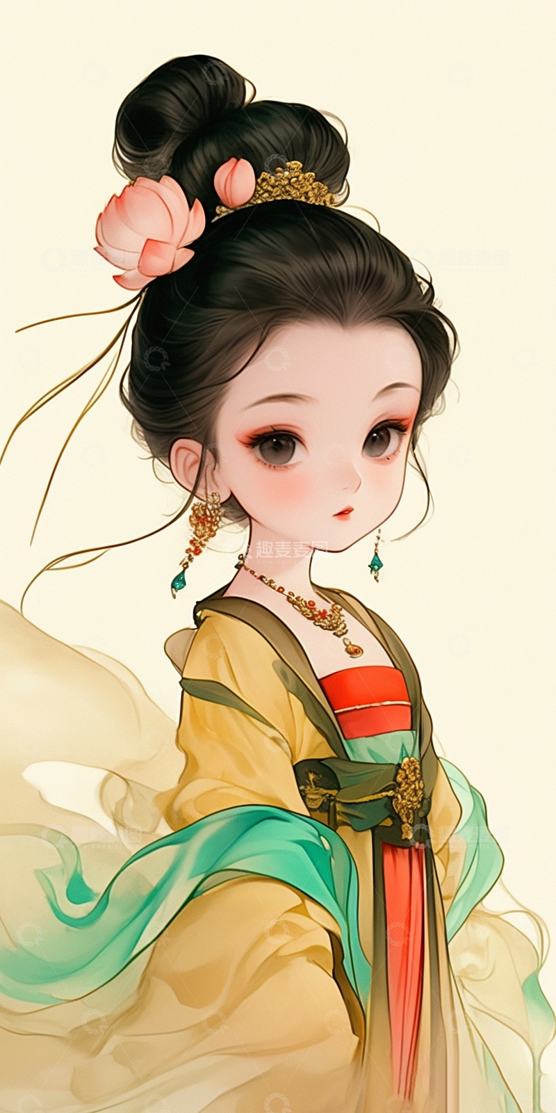 高清大图下载【趣麦麦图】国潮插画美女人物32