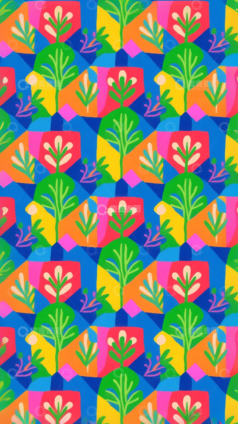 高清大图下载【趣麦麦图】植物花草底纹背景插画2