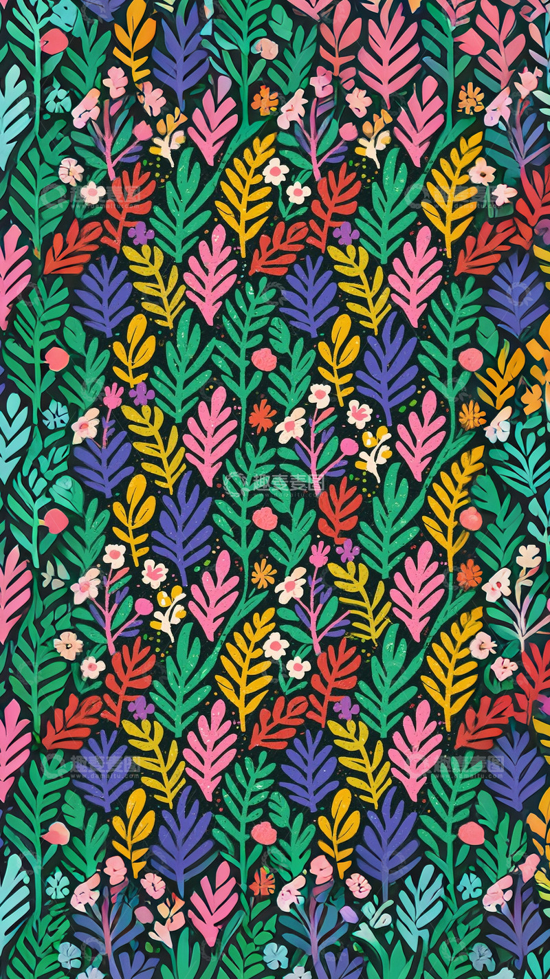 高清大图下载【趣麦麦图】植物花草底纹背景插画3