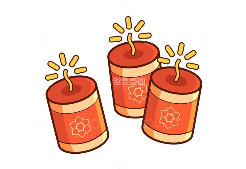 矢量喜庆卡通鞭炮装饰插画