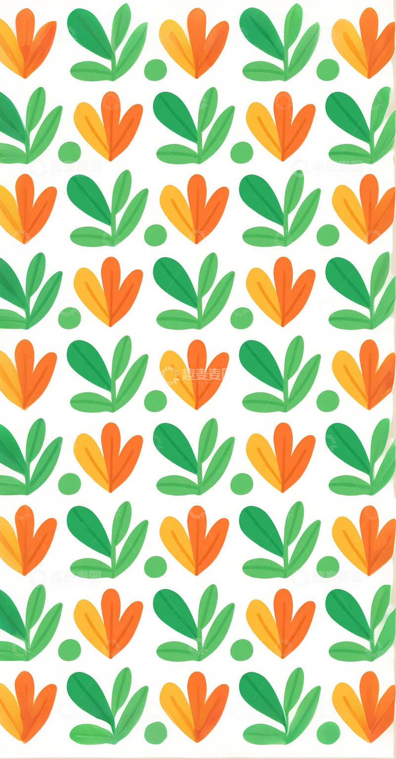 高清大图下载【趣麦麦图】植物花草底纹背景插画6