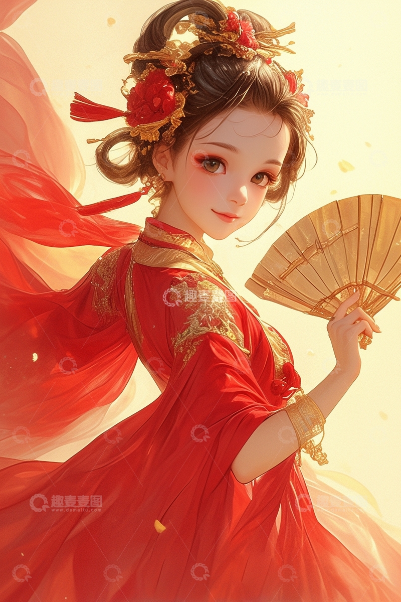 高清大图下载【趣麦麦图】国潮水墨美女人物12