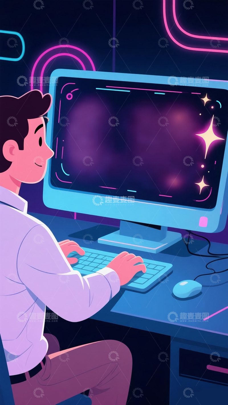 高清大图下载【趣麦麦图】618购物狂欢节人在使用电脑购物电商1