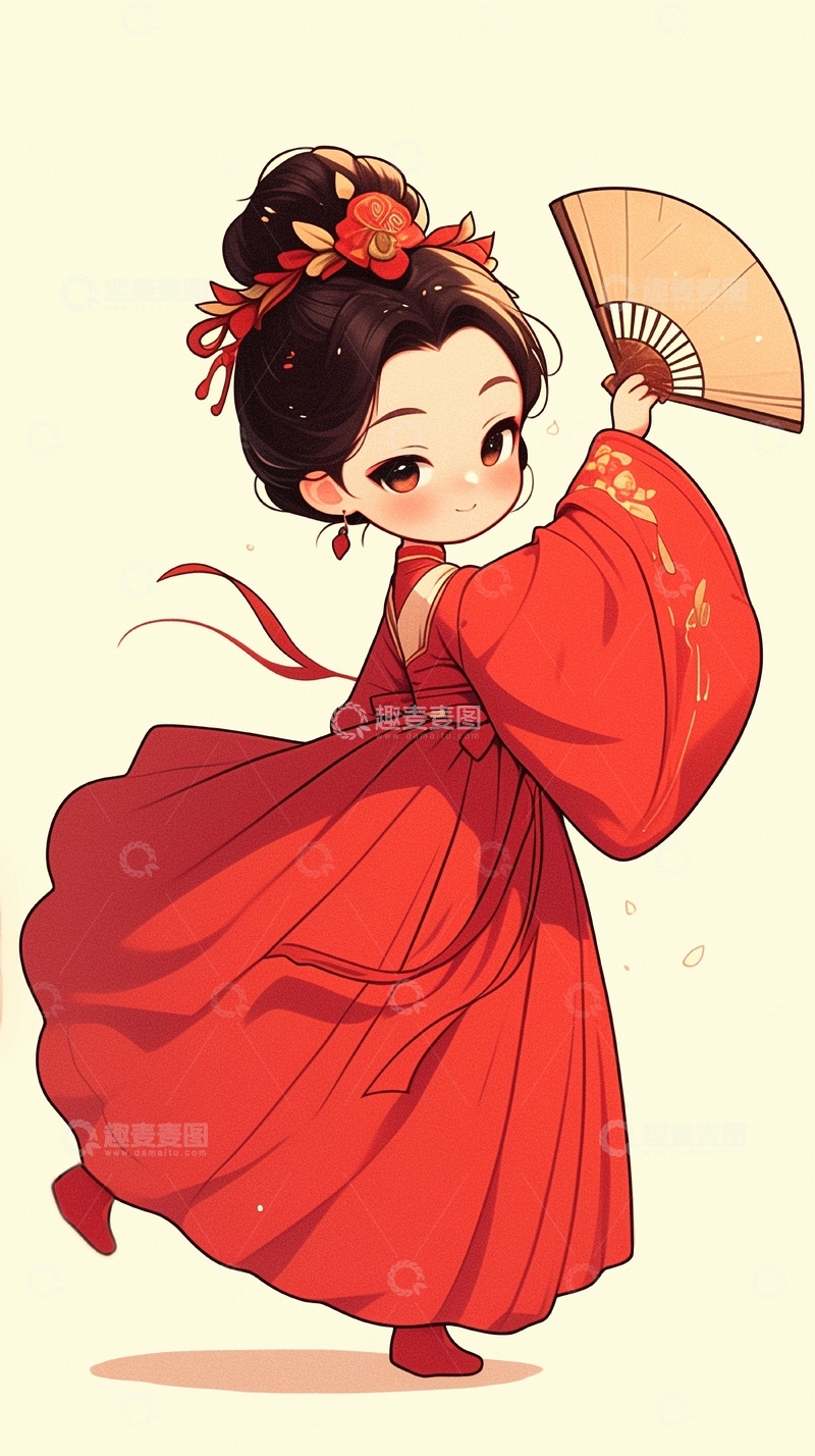 高清大图下载【趣麦麦图】国潮水墨美女人物13