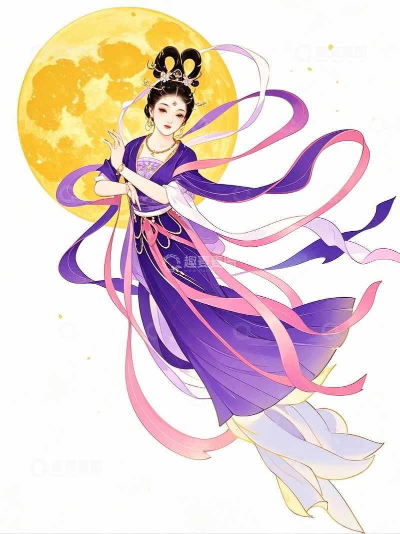 高清大图下载【趣麦麦图】中秋节嫦娥奔月5