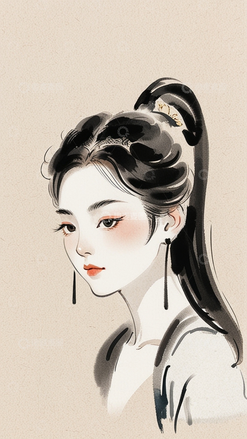 高清大图下载【趣麦麦图】国潮水墨画人物12