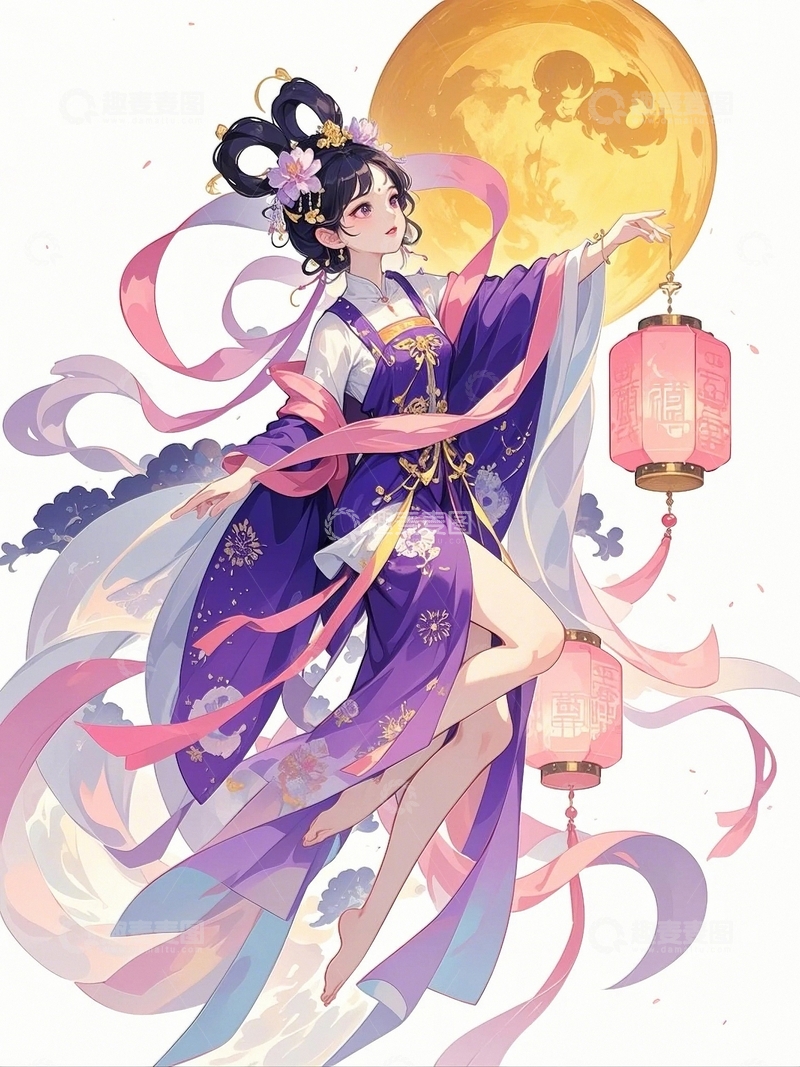 高清大图下载【趣麦麦图】中秋节嫦娥奔月7