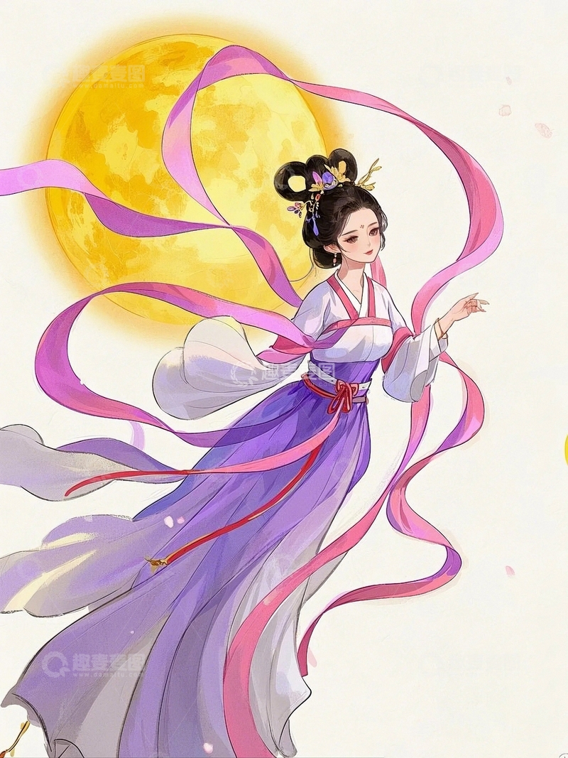 高清大图下载【趣麦麦图】中秋节嫦娥奔月10