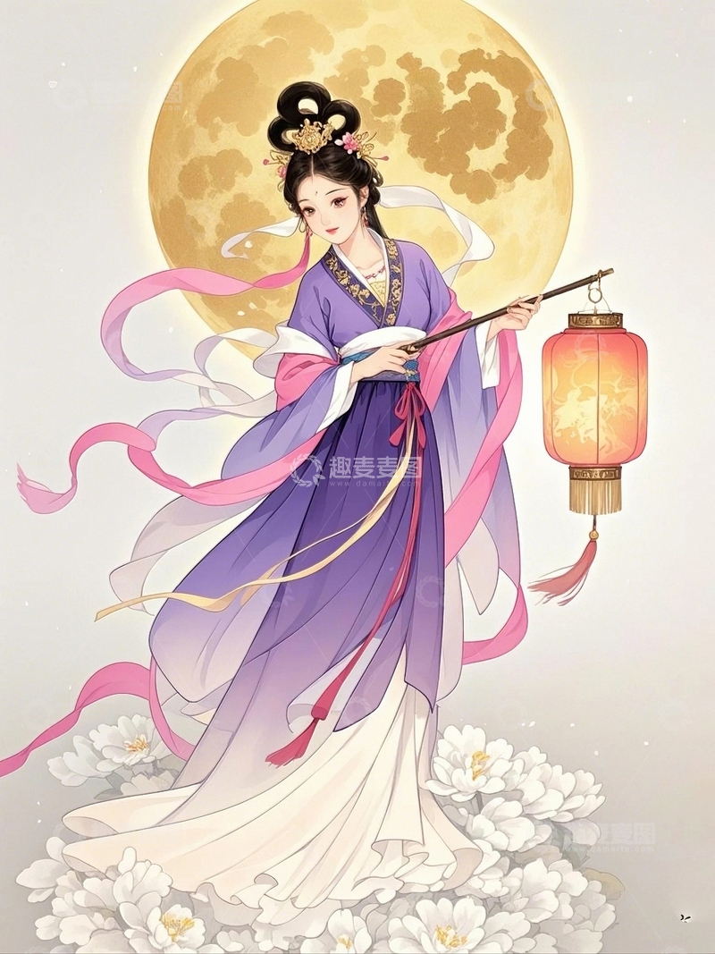 高清大图下载【趣麦麦图】中秋节嫦娥奔月6