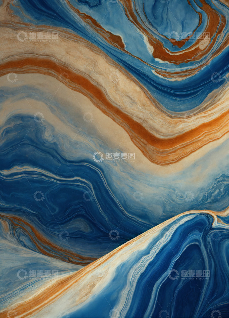 高清大图下载【趣麦麦图】蓝色大理石纹理AI壁纸高清图片背景素材6