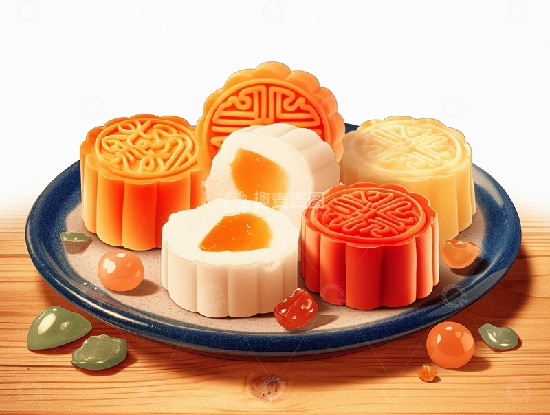 高清大图下载【趣麦麦图】中秋节美食月饼7