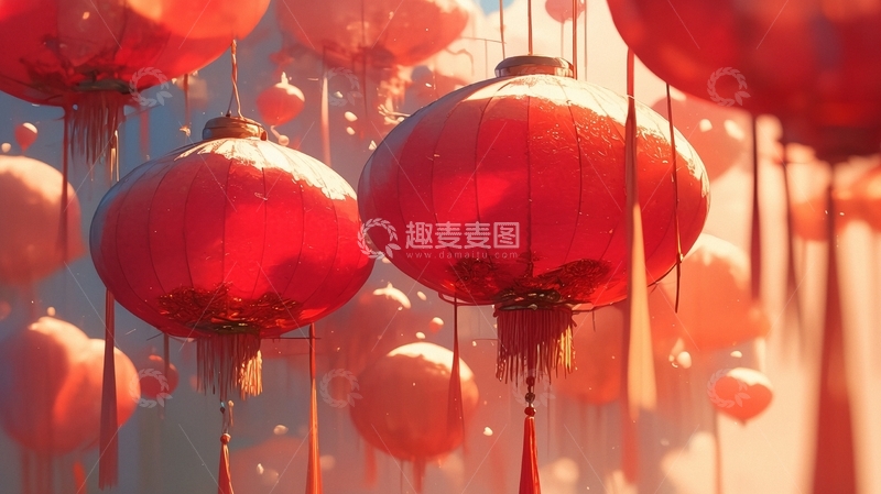 高清大图下载【趣麦麦图】中国风红灯笼4