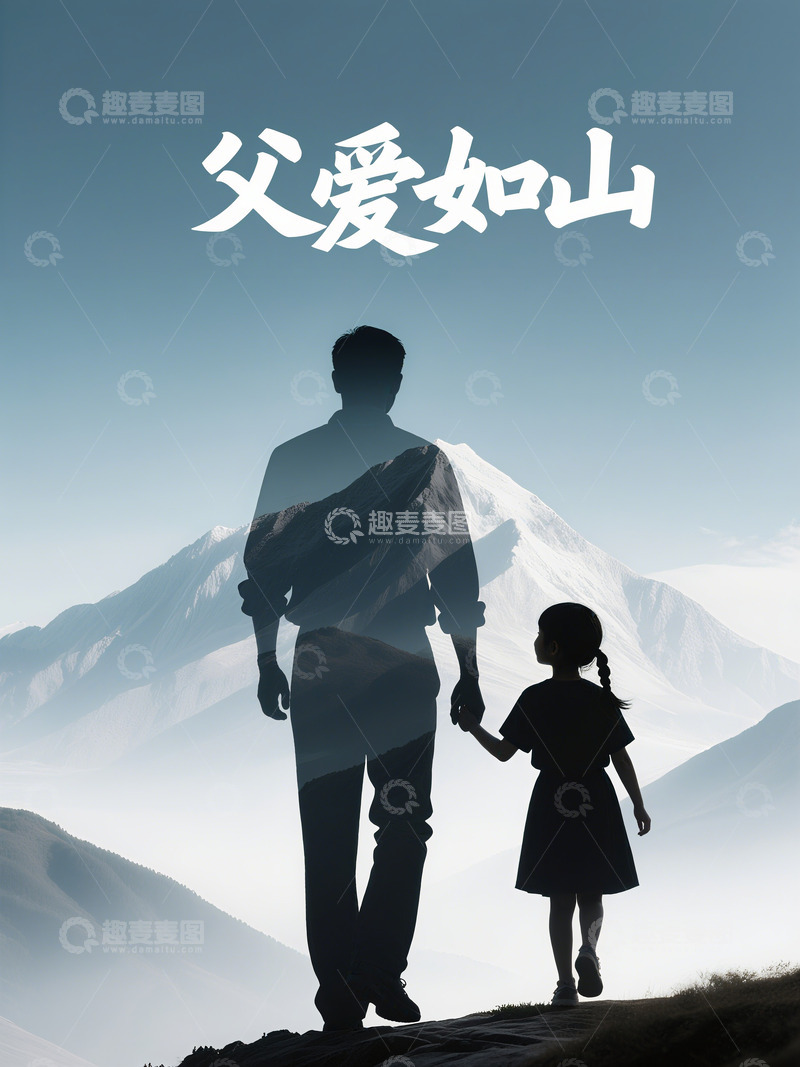 高清大图下载【趣麦麦图】父爱如山父亲节海报1