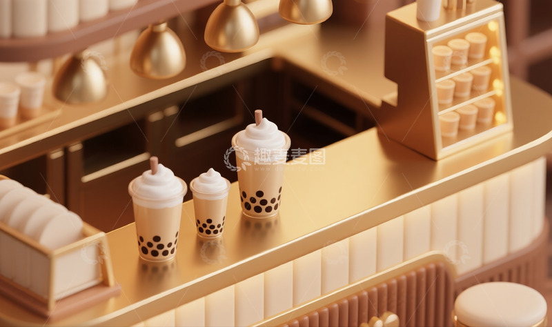 高清大图下载【趣麦麦图】奶茶店广告图片珍珠奶茶吧台