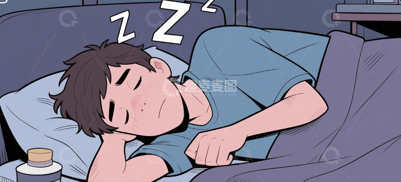 高清大图下载【趣麦麦图】失眠难受深夜睡不着男人夜晚4