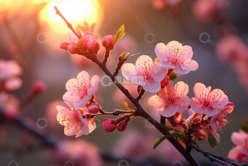 高清大图下载【趣麦麦图】盛开的桃花花朵3