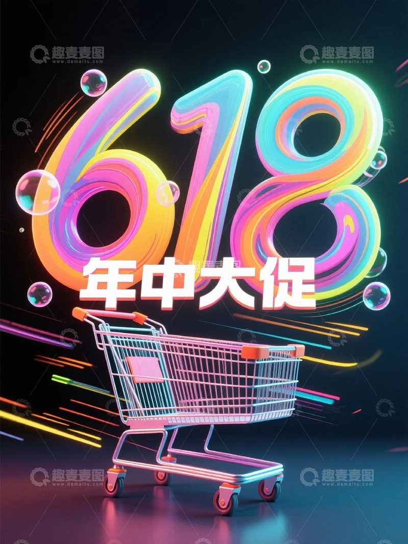 高清大图下载【趣麦麦图】618电商促销艺术字背景23