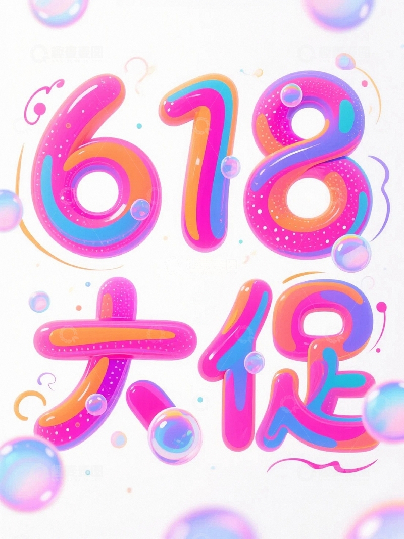 高清大图下载【趣麦麦图】618电商促销艺术字背景10