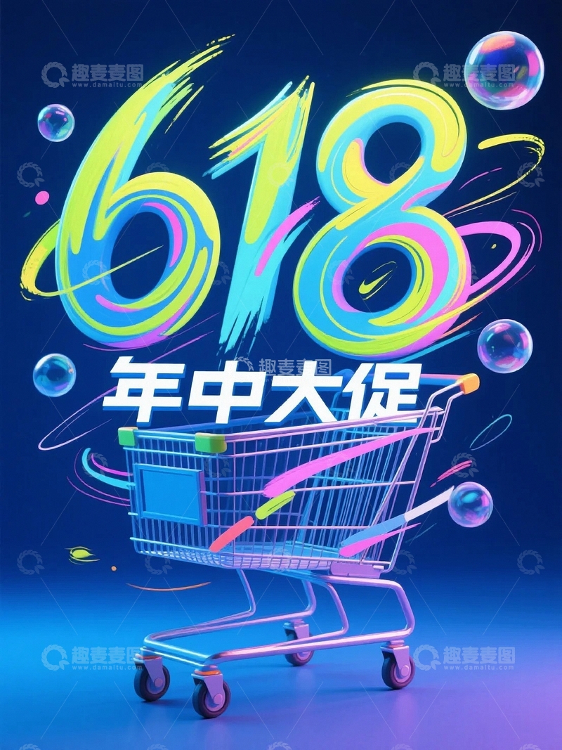 高清大图下载【趣麦麦图】618电商促销艺术字背景4