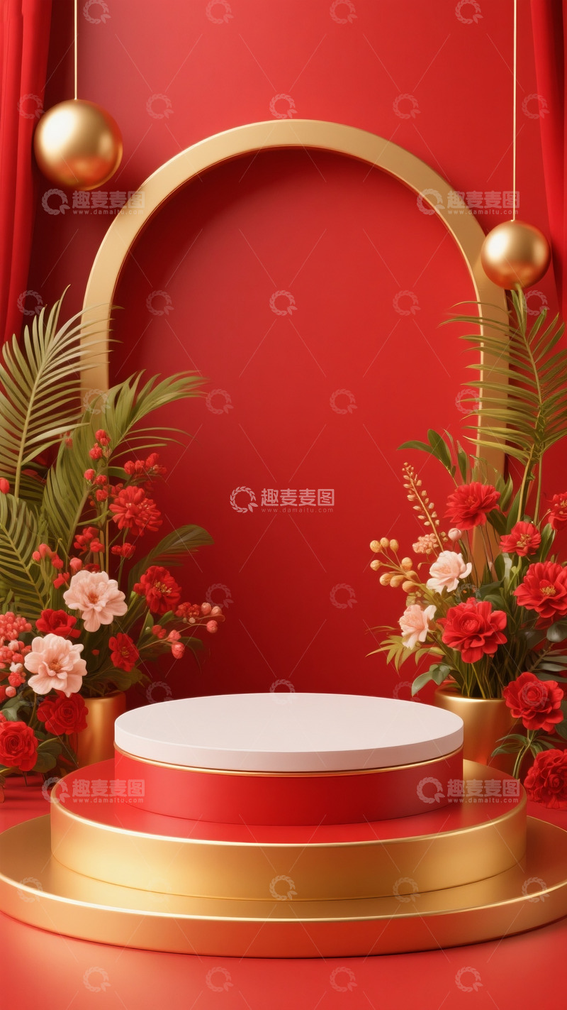 高清大图下载【趣麦麦图】618电商促销场景门金色装饰4