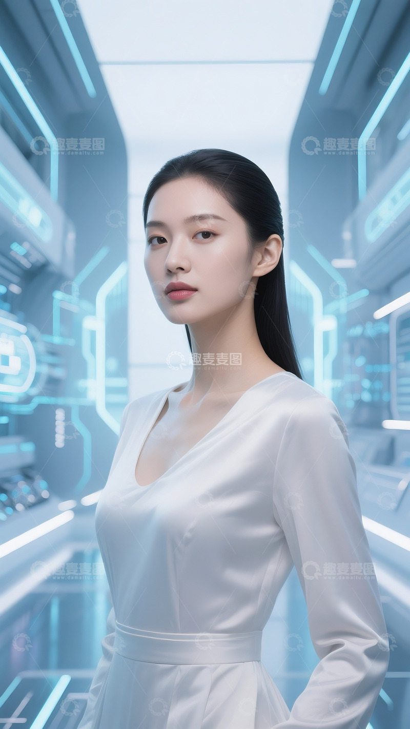 美女医美美容整形广告科技感