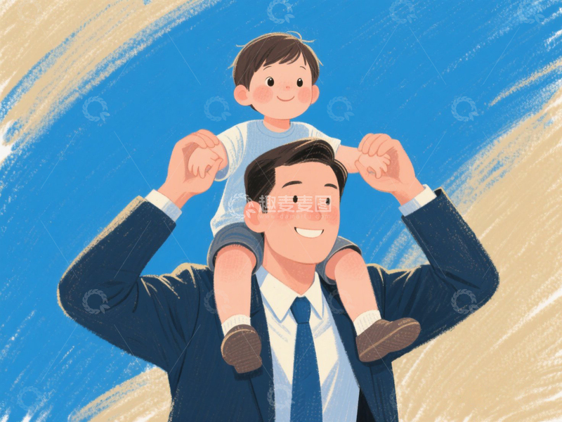 高清大图下载【趣麦麦图】温馨父亲节插画