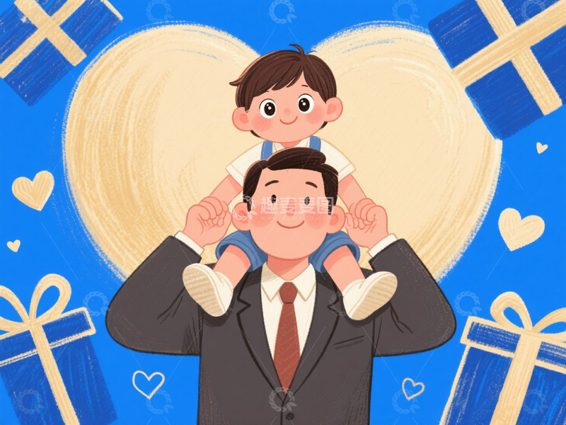 高清大图下载【趣麦麦图】温馨父亲节插画1