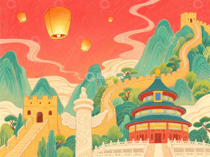 高清大图下载【趣麦麦图】国庆节插画1