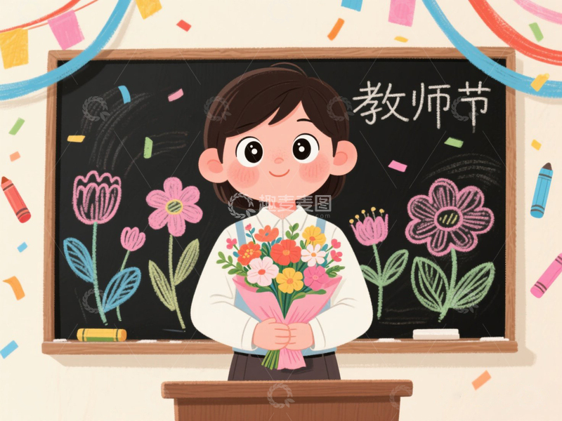 高清大图下载【趣麦麦图】教师节手绘插画