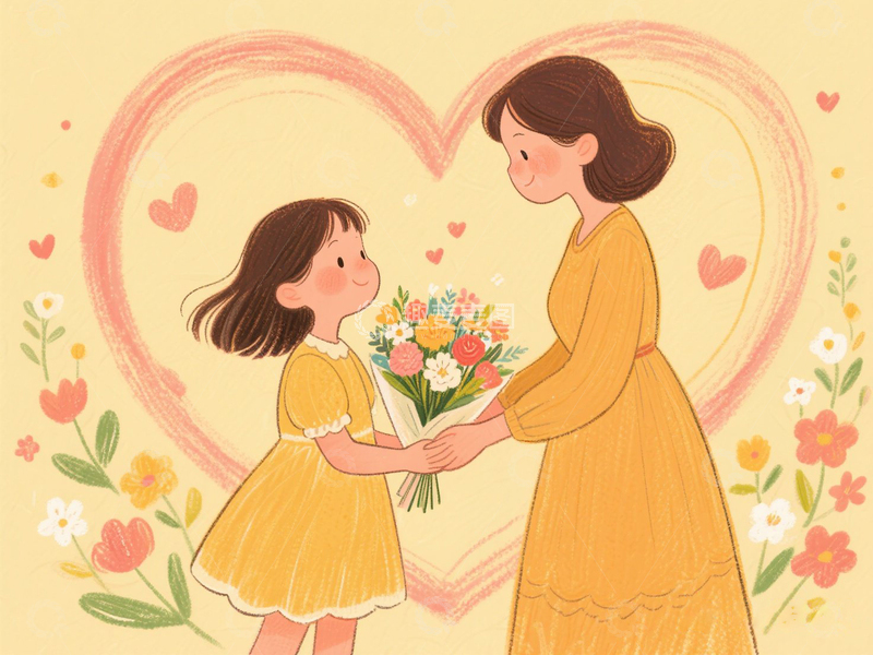 高清大图下载【趣麦麦图】温馨母亲节插画2