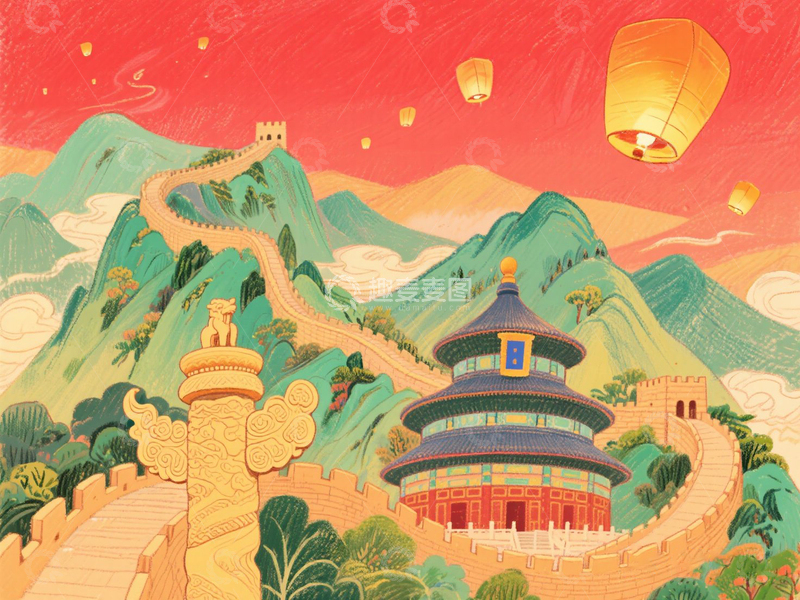 高清大图下载【趣麦麦图】国庆节插画2
