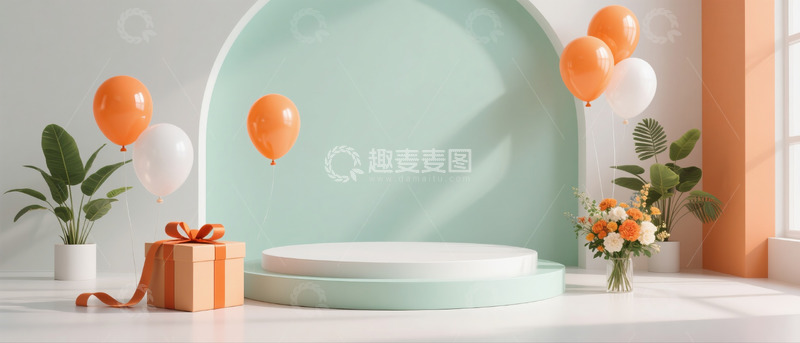 高清大图下载【趣麦麦图】618双十一电商展示空场景橘色绿色配色8