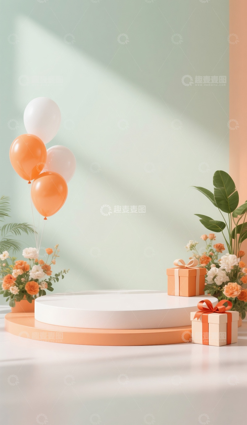 高清大图下载【趣麦麦图】618双十一电商展示空场景橘色绿色配色12