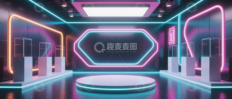 高清大图下载【趣麦麦图】618电商促销场景霓虹灯科技感7