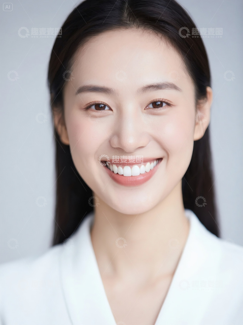 高清大图下载【趣麦麦图】牙科广告模特微笑露洁白牙齿女孩2