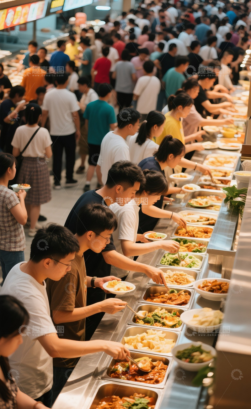高清大图下载【趣麦麦图】人们在自助餐厅挑选自己喜欢的美食2
