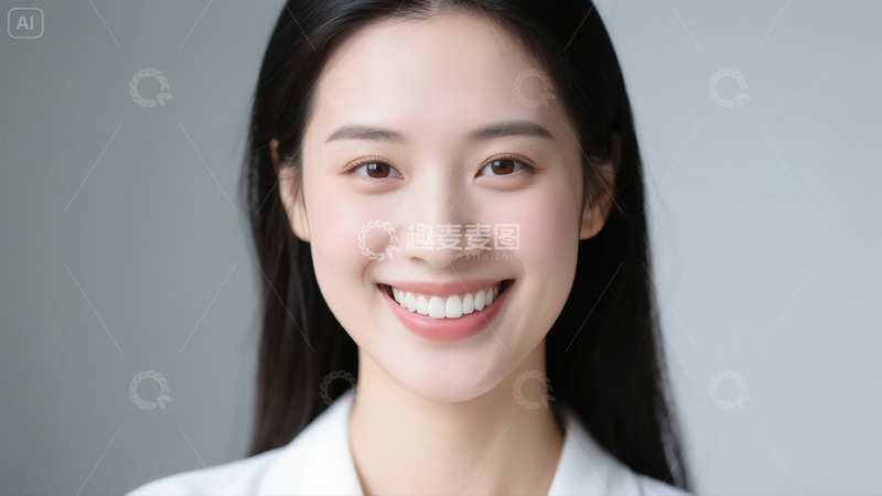 高清大图下载【趣麦麦图】牙科广告模特微笑露洁白牙齿女孩